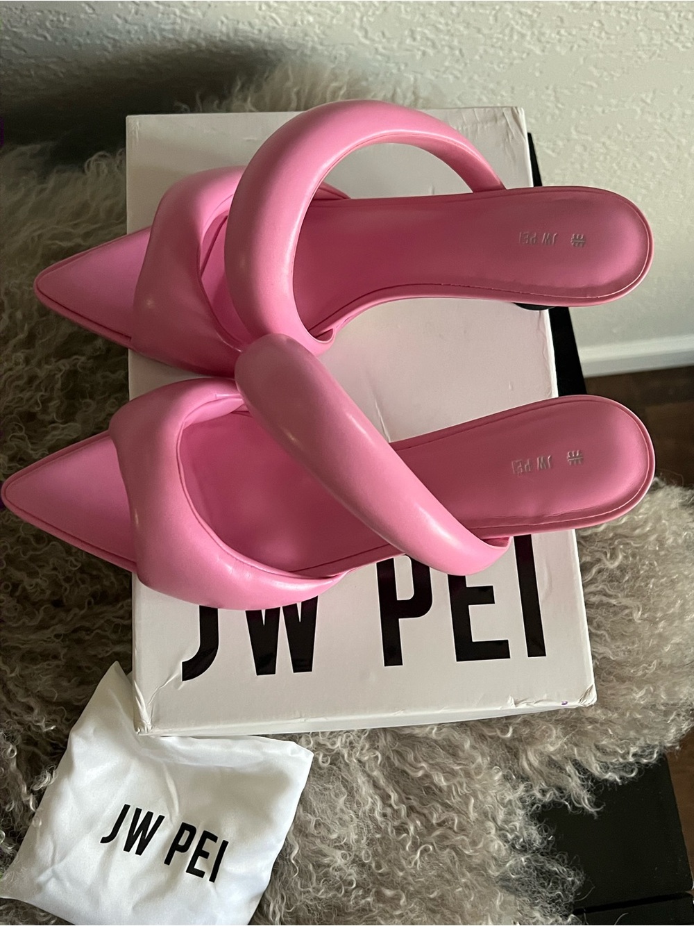 JW PEI Bubble Strap Pointed Toe Mule in Hot Pink - Picture 4 of 5
